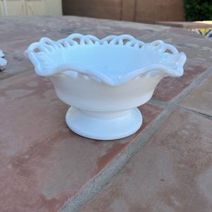 Vintage Milk Glass Pedastal Bowl